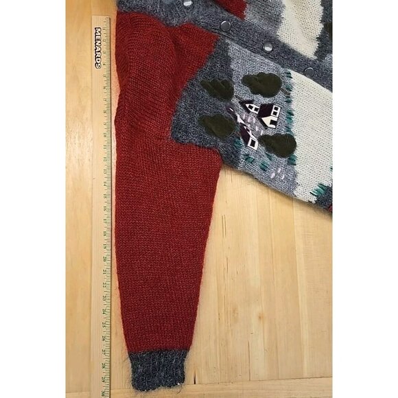 Vintage Norwegian Design Womans Small Oversized Cardigan Wool Bergen Hand Made - Picture 6 of 12